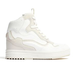 Bershka High Top Sneakers with Hidden Wedge in White, Size 7